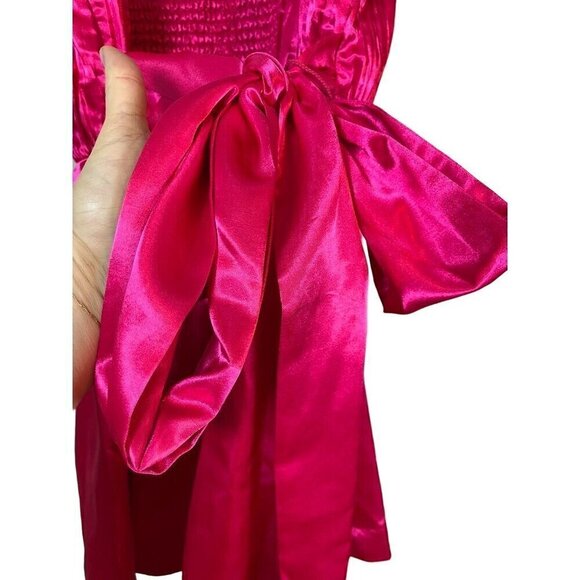 Anthropologie Dress 14 Maeve Pink Satin Mini Bow Tie Feminine Retro Sexy Vegas - Picture 10 of 16